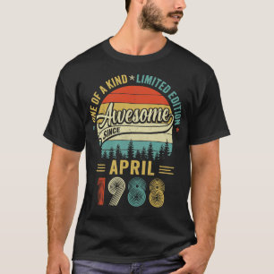 T-shirt Avril 1988 Vintage 35 Ans Retro 35e Anniversaire