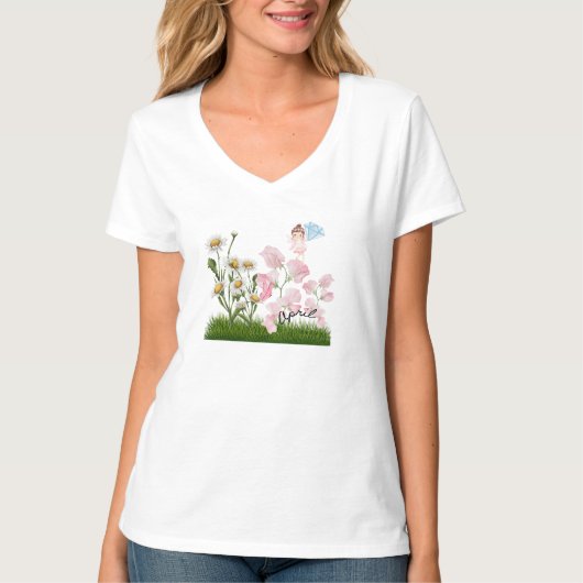 T-shirt Avril Fleurs de naissance et Pierre (Devant)