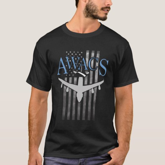 T-shirt Awacs Sur Le Drapeau Faded Us (Devant)