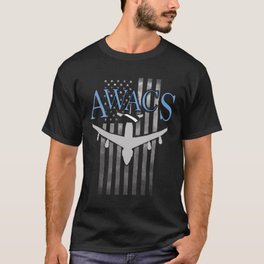 T-shirt Awacs Sur Le Drapeau Faded Us (Devant)