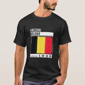 T-shirt Awesome Belge depuis 1935 87e anniversaire belge