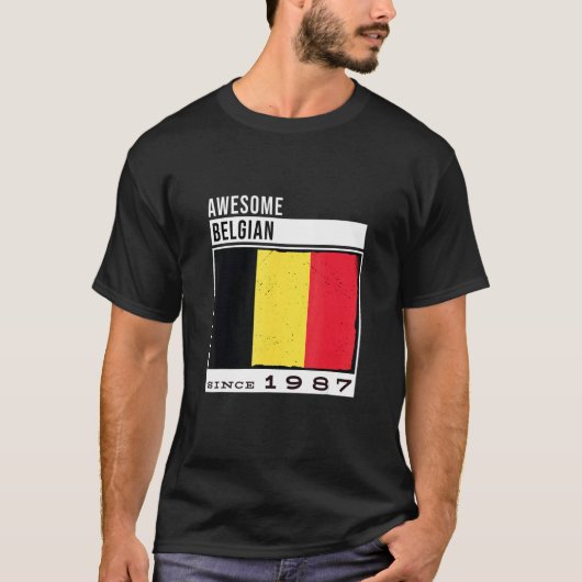 T-shirt Awesome Belge depuis 1987 35e anniversaire belge (Devant)