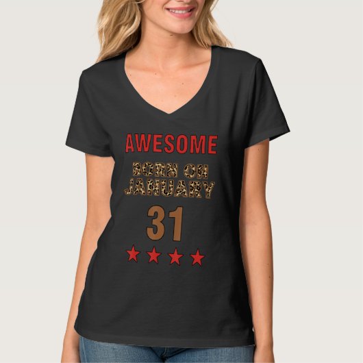 T-shirt Awesome born on 31st January 31 Leopard Print Janu (Devant)