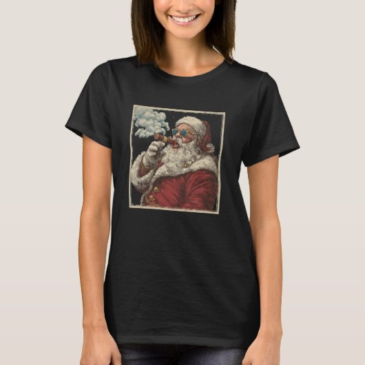 T-shirt Awesome Cigar Santa Graphic (Devant)