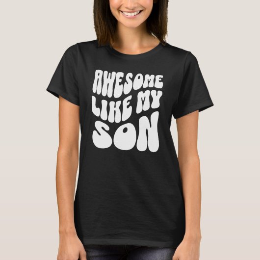 T-shirt Awesome Comme Mes Fils Wavy Retro Hommes Papa Père (Devant)