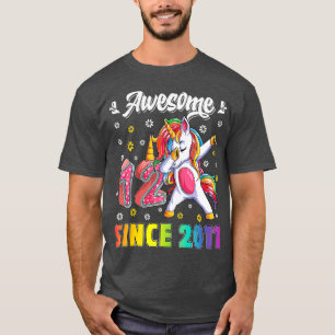 T-shirt Awesome Dabbing Unicorn Anniversaire 12 ans fille