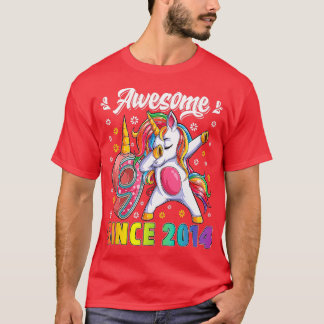 T-shirt Awesome Dabbing Unicorn Anniversaire 9 Année Fille