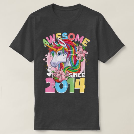 T-shirt Awesome depuis 2014 8e anniversaire fille 8 ans Un (Design devant)