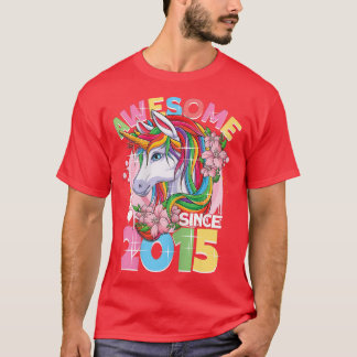 T-shirt Awesome depuis 2015 7e anniversaire fille 7 ans Un