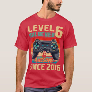 T-shirt Awesome depuis 2016 jeu vidéo 6e niveau Anniversai