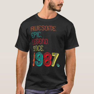 T-shirt Awesome Epic Legend Depuis 1987 35 Ans 35ème B
