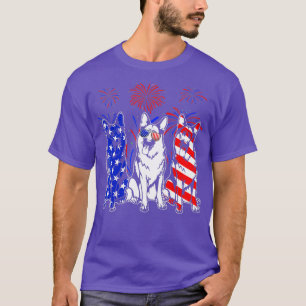 T-shirt Awesome German Shepherd Dog American Flag 4th Of J