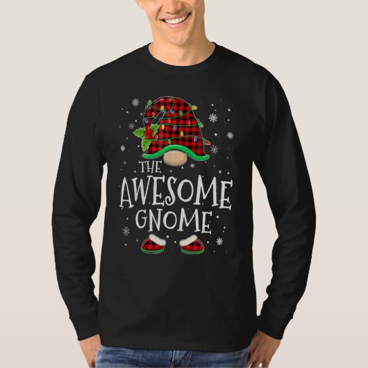 T-shirt Awesome Gnome Red Plaid Matching Family Christmas (Devant)