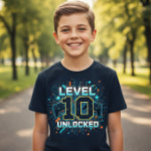 T-shirt Awesome Level 10 Unlocked Gamer Kids Birthday Tee