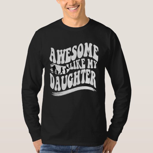 T-shirt Awesome Like My Daughter Groovy Wavy Men Dad Fath (Devant)