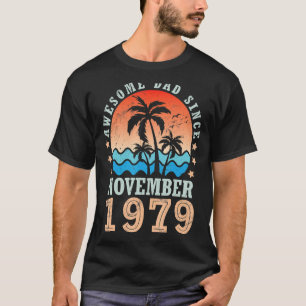 T-shirt Awesome Papa depuis Novembre 1979 Joyeux Anniversa
