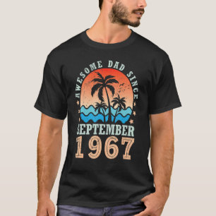 T-shirt Awesome Papa depuis Septembre 1967 Joyeux Annivers