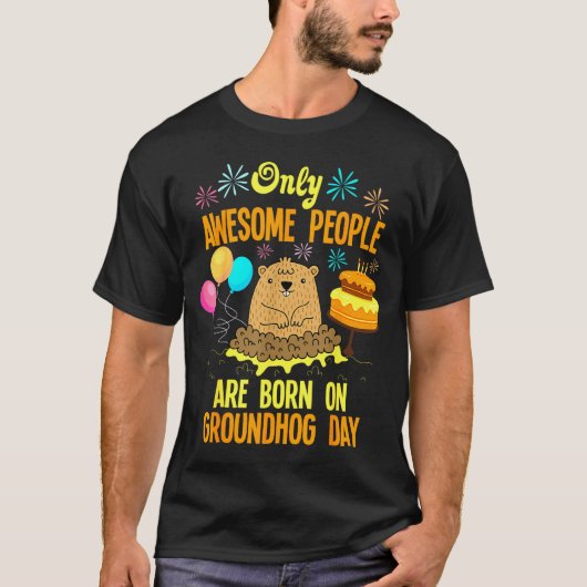 T-shirt Awesome People Born On Groundhog Day Funny Anniver (Devant)