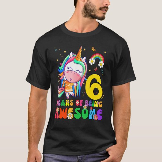 T-shirt Awesome Princesse Unicorn Anniversaire 6 ans Fille (Devant)