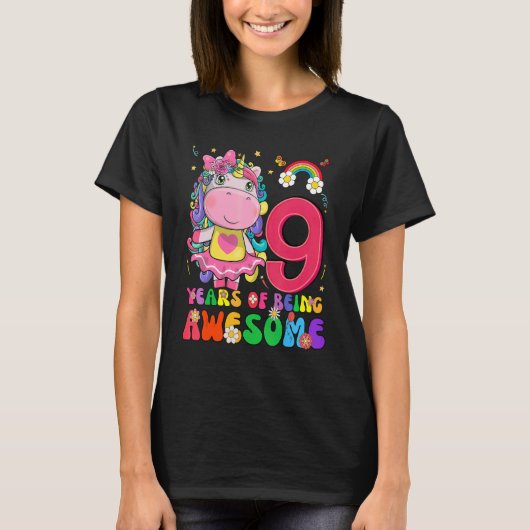 T-shirt Awesome Princesse Unicorn Anniversaire 8 ans fille (Devant)