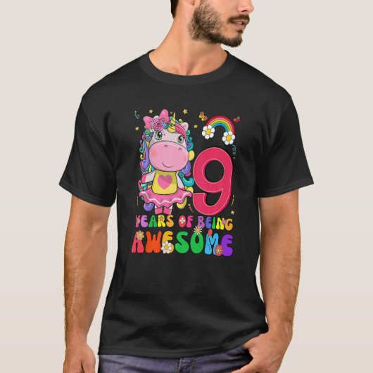 T-shirt Awesome Princesse Unicorn Anniversaire 8 ans fille (Devant)