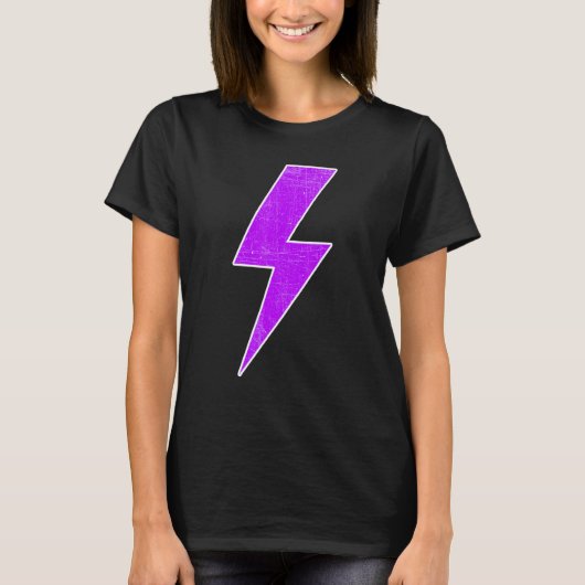 T-shirt Awesome Retro Front & Back PURPLE & WHITE Lightnin (Devant)