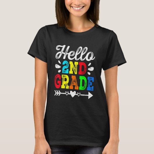 T-shirt Awesome Retro Hello 2e année Enseignant Squale d'é (Devant)