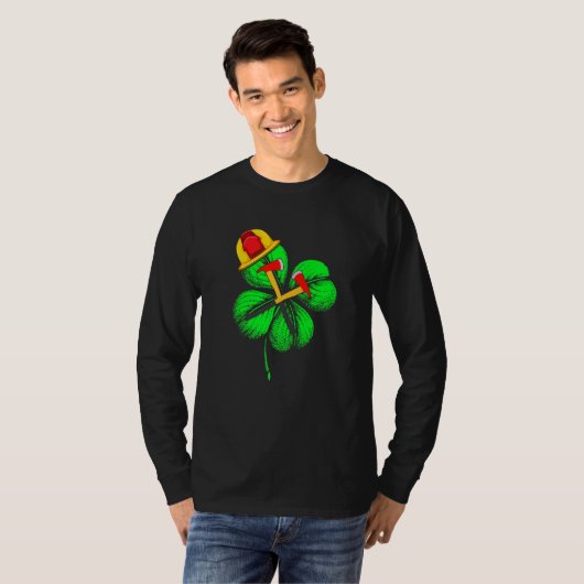 T-shirt Awesome Saint Patrick S Day Pompier Shamrock H (Devant entier)