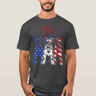 T-shirt Awesome Schnauzer Chien Drapeau américain 4 juille