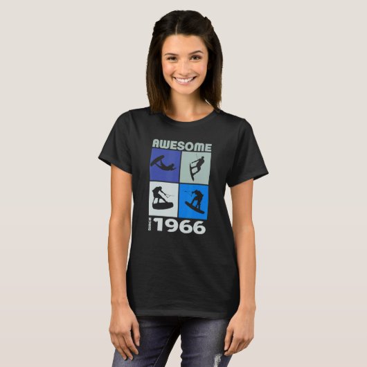 T-shirt Awesome since 1966 Wakeboard lifestyle 1 (Devant entier)