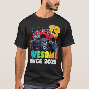 T-shirt Awesome Since 2009 13th Birthday Boy Monster Truck