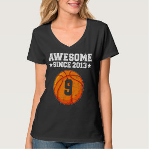 T-shirt Awesome Since 2013 Basketball 9th Birthday 9 Years