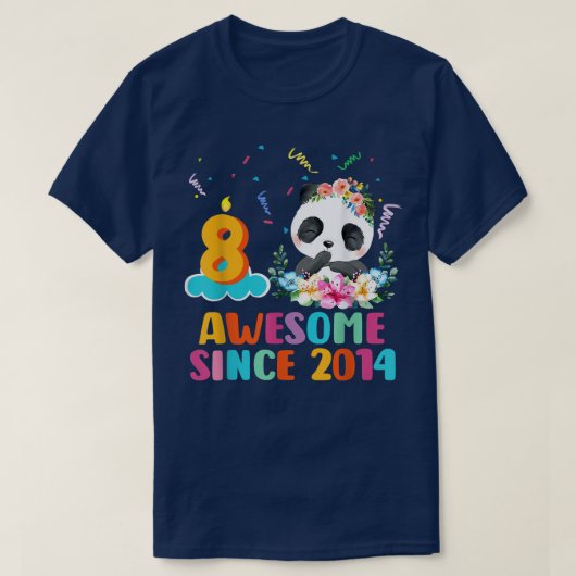 T-shirt Awesome since 2014 8th Birthday 8 Year Old Panda U (Design devant)