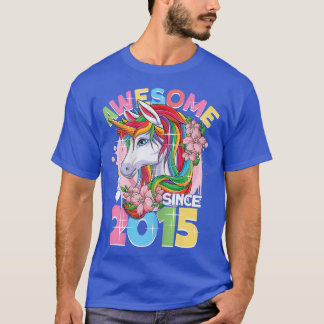 T-shirt Awesome since 2015 7th Birthday Girl 7 Years Unico