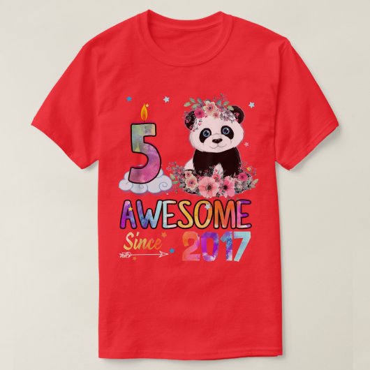 T-shirt Awesome since 2017 5th Birthday 5 Year Old Panda U (Design devant)