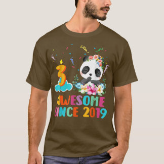 T-shirt Awesome since 2019 3rd Birthday 3 Year Old Panda U