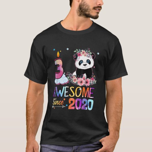 T-shirt Awesome Since 2020 3Rd 3 Panda Unicorn (Devant)