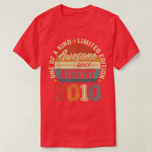 T-shirt Awesome Since August 2010 12th Birthday 12 Years O (Design devant)