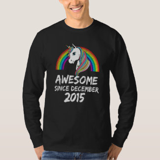 T-shirt Awesome since December 2015 Unicorn Rainbow