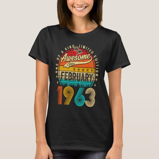 T-shirt Awesome Since February 1963 60 Years Old 60th Birt (Devant)