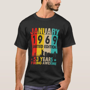 T-shirt Awesome Since Janvier 1969 53Rd Birthday Vintage R