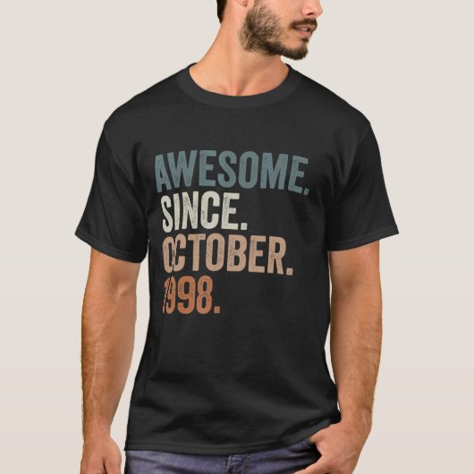 T-shirt Awesome Since October 1998 24 Years Old 24th Birt (Devant)
