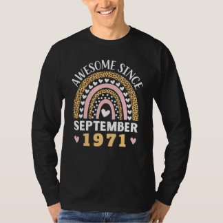 T-shirt Awesome Since September 1971 For Women & Men Rainb