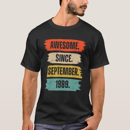 T-shirt Awesome Since septembre 1989 33 Years Old 33rd Bi (Devant)