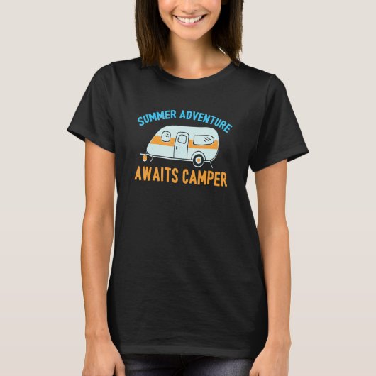 T-shirt Awesome Summer Adventure Awaits Camper Camping Des (Devant)