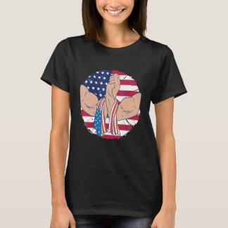T-shirt Awesome USA musculaire bras serrant la main avec u