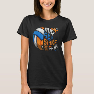 T-shirt Awesome Volleyball Bump Set Spike Repeat Vintage T