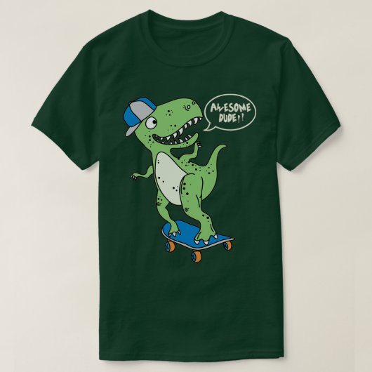 T-shirt Awesomem Skateboarding Dino Dude (Design devant)
