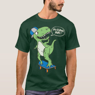 T-shirt Awesomem Skateboarding Dino Dude