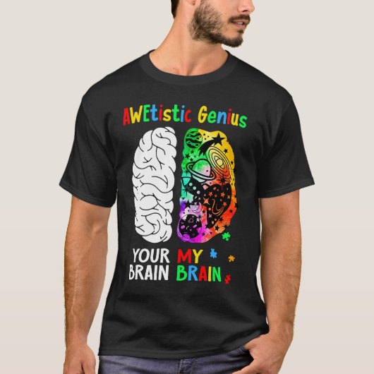 T-shirt Awetistic Genius Brain Autism Awareness Month Puzz (Devant)
